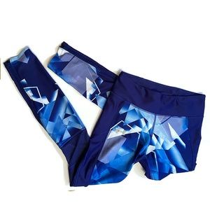 UNDER ARMOUR PANTS LEGGINGS BLUE WHITE HEAT GEAR ANKLE LENGTH Size S